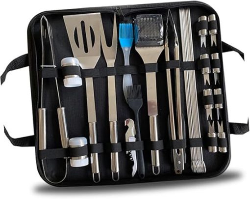 BESPORTBLE 1set Stainless Steel Barbecue Tool with Oil Brush Clamp Fork and Shovel BBQ Accessories for Outdoor Cooking Camping and Food Prep and Easy to Clean