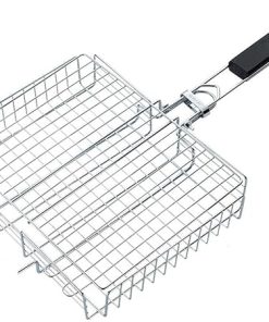 Folding grilled net, portable barbecue basket, outdoor barbecue tool, grilled fish and roast chicken stainless steel grilled