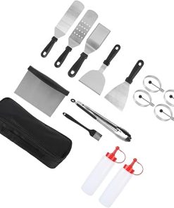 Stainless Steel Griddle Accessories Kit, 14pcs Nonstick BBQ Tool Set Grill Spatula Barbecue Grilling Tool for Kitchen Outdoor BBQ Camping 2