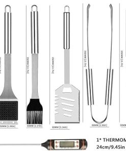 30PC Heavy Duty BBQ Grilling Accessories Grill Tools Set, Stainless Steel Grilling Kit with Thermometer and Meat Syringe, for Outdoor Camping Barbecue 2