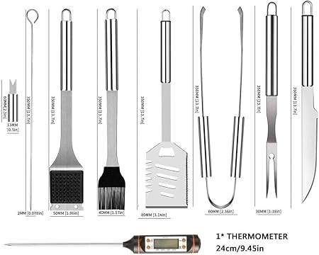 30PC Heavy Duty BBQ Grilling Accessories Grill Tools Set, Stainless Steel Grilling Kit with Thermometer and Meat Syringe, for Outdoor Camping Barbecue – Perfect 2 30PC Heavy Duty BBQ Grilling Accessories Grill Tools Set, Stainless Steel Grilling Kit with Thermometer and Meat Syringe, for Outdoor Camping Barbecue - Perfect - Image 2