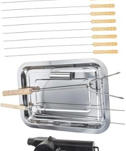 HANABASS Stainless Steel BBQ Tool Set 15pc Grill Utensils Squirrel Cage Blower Fan Portable Sticks
