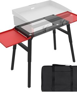 Adjustable Universal Griddle Stand for Blackstone 17"/22" Table Top Griddle, with Double -Shelf Outdoor Worktable and Carry Bag for Outdoor Camping Cooking. 5013