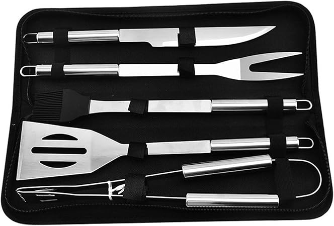 5 Pcs BBQ Tools Set Metal Toasting Fork Barbecue Brush BBQ Knife Spatula Grilling Utensil for Outdoor BBQ Tools Kit 5 Pcs BBQ Tools Set Metal Toasting Fork Barbecue Brush BBQ Knife Spatula Grilling Utensil for Outdoor BBQ Tools Kit