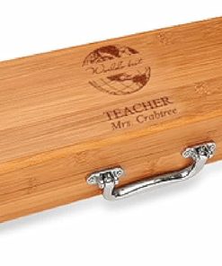 Executive Gift Shoppe | World's Best Teacher Personalized Bamboo Barbecue Utensils