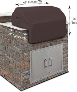 Covers & all Built-in Outdoor Grill Cover, Durable Heavy Duty 18 Oz Waterproof Cover Tuff Material with Air Pocket & Elastic for Snug Fit (48″ W x 27″ D x 26″ H inches, Coffee) 2