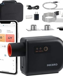 Wi-Fi & Bluetooth BBQ Smoker Temperature Controller with Automatic Smoker Fan, INKBIRD ISC-027BW Grill Thermometer with 4 Probes for Big Green Egg, Kamado Joe, Primo, Vision Grill, Akorn Kamado, Weber