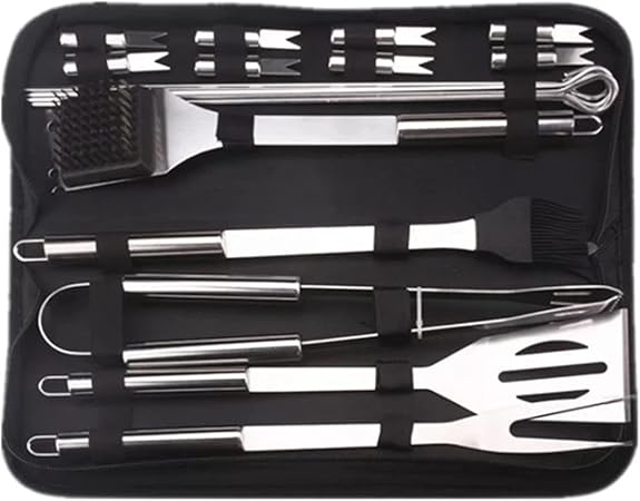 BBQ Barbecue Tool Set, 20 Pieces Stainless Steel Barbecue Accessories with Storage Bag Outdoor Barbecue Grill Kit Friends Grill Barbecue Utensils for Camping and Family Picnic 2 BBQ Barbecue Tool Set, 20 Pieces Stainless Steel Barbecue Accessories with Storage Bag Outdoor Barbecue Grill Kit Friends Grill Barbecue Utensils for Camping and Family Picnic - Image 2