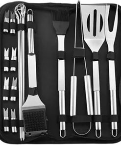 Stainless Steel BBQ Tool Set - Portable Outdoor Barbecue Combination with Storage Bag for Grilling Enthusiasts(18-Piece Set)