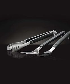 Napoleon Best with Seafood Wood Chips – 70054 – Tongs, Spatula, Silicone Basting Brush, Stainless Steel, Ergonomic, Tool Hooks, Easy Locking Tongs 2
