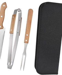 HANABASS 3 Sets Grilling Fork Tong BBQ Tool Set Stainless Steel Grilling Fork Tongs Tool Case for Outdoor Cooking