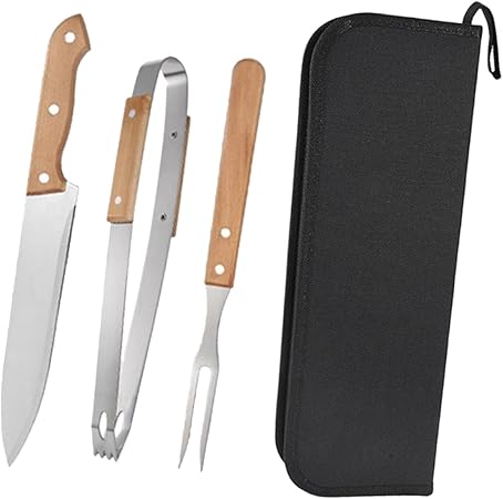 HANABASS 3 Sets Grilling Fork Tong BBQ Tool Set Stainless Steel Grilling Fork Tongs Tool Case for Outdoor Cooking HANABASS 3 Sets Grilling Fork Tong BBQ Tool Set Stainless Steel Grilling Fork Tongs Tool Case for Outdoor Cooking