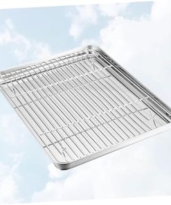 Happyyami Portable BBQ Tool Set Grill Pan Plate Fry Pan Roasting Tool for Yard BBQ 2