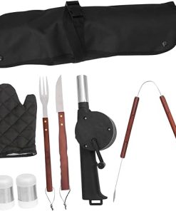 1 Set Portable BBQ Tools Outdoor Barbecue Kit Fork Cutter Clip Seasoning Bottles BBQ Glove Stainless Steel Grill Utensils for Camping Picnic