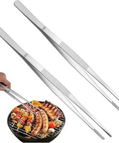 BBQ Tongs, BBQ Multifunction Barbecue Tongs Food Tongs Food Clip Kitchen Gadgets Stainless Steel Churrasco Tweezers Clip Buffet BBQ Tool Accessories(12.5cm) 2