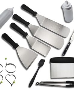 KANDUO Grill Set Combination,Deluxe Grill Set,15 PCS Stainless Steel Griddle Accessories Kit for Outdoor BBQ, Kitchen - Perfect Grill Gifts for Men