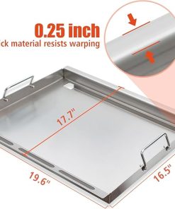 KEESHA Stainless Steels Griddle Insert for Weber Spirit I & II 200 Series Gas Grills Flat Top Grill Griddle Replacement Parts for Weber Spirit S-210, S-215, E-210, E-215, E-220 with Mini Oven Mitt 2