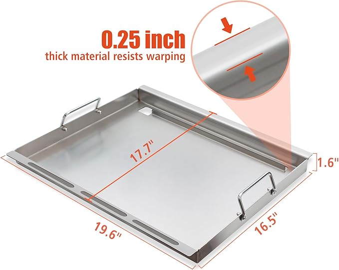 KEESHA Stainless Steels Griddle Insert for Weber Spirit I & II 200 Series Gas Grills Flat Top Grill Griddle Replacement Parts for Weber Spirit S-210, S-215, E-210, E-215, E-220 with Mini Oven Mitt 2 KEESHA Stainless Steels Griddle Insert for Weber Spirit I & II 200 Series Gas Grills Flat Top Grill Griddle Replacement Parts for Weber Spirit S-210, S-215, E-210, E-215, E-220 with Mini Oven Mitt - Image 2
