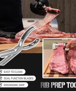 Rib Membrane Removal Tool,BBQ Rib Skinner Tool,Rib Prep Pro Steel Rib Membrane,BBQ Rib Skinner Premium Food,Ergonomic Design for Easy Membranes Removal,with Arc Clamp & Non-Slip Grip(2pcs) 2