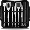 BBQ Tool Set 3pc Grill Accessories with Spatula, Fork, Clamp – Gifts for Dad Durable, Stainless Steel Grill Tools 3