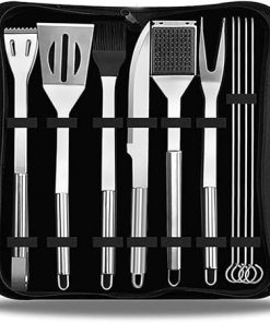 BBQ Grill Accessories Set for Men Women, 10PCS Grilling Utensils Tools Set, Stainless Steel BBQ Tools with Storage Bag, BBQ Grill Accessories Set for Camping, Kitchen