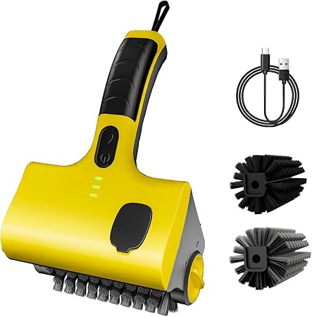 Cordless Rechargeable Grill Brush, 360° Rotating Cleaner Brush, Cordless Electric Grill Cleaning Scrub Brush with Two Different Brushes for Grill, Kitchen Room, Bathroom Cordless Rechargeable Grill Brush, 360° Rotating Cleaner Brush, Cordless Electric Grill Cleaning Scrub Brush with Two Different Brushes for Grill, Kitchen Room, Bathroom