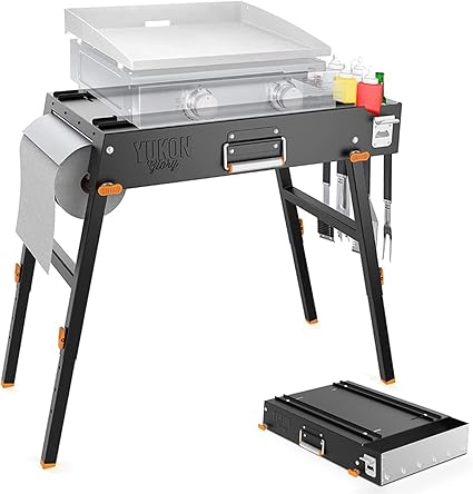 Yukon Glory™ Universal Portable Grill Table/Flat Top Grill Griddles Stand with Built in Grill Caddy – Designed to Fit Tabletop Blackstone Griddle & Many Others – Outdoor Cooking Camping & Tailgating Yukon Glory™ Universal Portable Grill Table/Flat Top Grill Griddles Stand with Built in Grill Caddy - Designed to Fit Tabletop Blackstone Griddle & Many Others - Outdoor Cooking Camping & Tailgating
