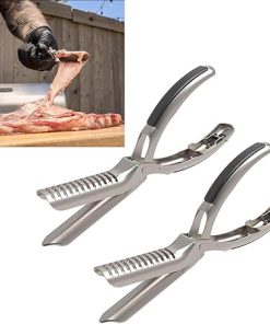 Rib Membrane Remover Tool Kit – Stainless Steel BBQ Rib Skinner & Prep Pro Set – Ergonomic Arc Clamp for Effortless Rib Membrane Removal – Perfect for BBQ Enthusiasts & Chefs (2 pcs)