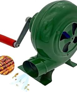 Outdoor Cooking BBQ Fan Air Blower, Portable Hand Crank Blowers, Iron Gear Popcorn Fan Manual Fan, Barbecue Fire Bellows for Picnic Camping Stove Accessories, Heavy Duty Manual Forge Blower(150W)