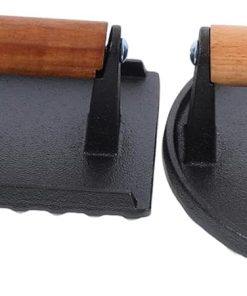 Meat Pressing Board Kit 2 Metal Meat Burger Weight Press Hamburger Press Steak Cooking Accessories Wood Handle Non-Slip