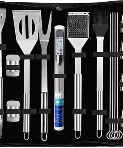 20-Piece BBQ Tool Set with Thermometer, Stainless Steel Grilling Accessories Kit, Portable Carrying Bag for Camping & Outdoor Cooking