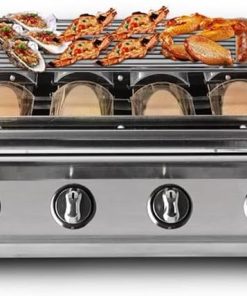 BBQ Grill Stainless Steel Roast Stove Outdoor Barbecue Cooking Oven Glass Cover Adjust Height Hiking Kitchen