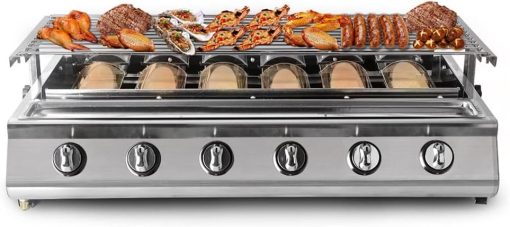 BBQ Grill Stainless Steel Roast Stove Outdoor Barbecue Cooking Oven Glass Cover Adjust Height Hiking Kitchen