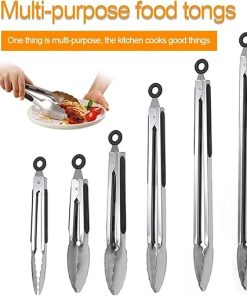 BBQ Tongs,Kitchen Tongs,Grill TongsBBQ 7/9/12/14/16 Inch BBQ Grilling Tong Salad Cake Dessert Serving Food Tongs Stainless Steel Barbecue Clips Clamp Baking Tool Accessories(16 inch) 2