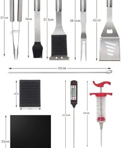 Grilling Accessories BBQ Grill Tools Set, 24PCS Stainless Steel Grilling Kit for Camping, Kitchen, Barbecue Utensil for Men Women with Thermometer and Meat Injector 2