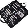 Stainless Steel BBQ Tool Set Grill Accessories for Men 6pc Grilling Utensils Kit Fork Cutter Brush Shovel Compact Outdoor Barbecue Tools for Camping