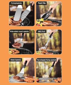 MaGiLL Griddle Accessories Tool 14 Pcs Grill Set Stainless Steel Heavy Duty Grill Spatula Set BBQ Gifts for Outdoor Grilling Camping Teppanyaki 2