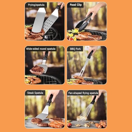MaGiLL Griddle Accessories Tool 14 Pcs Grill Set Stainless Steel Heavy Duty Grill Spatula Set BBQ Gifts for Outdoor Grilling Camping Teppanyaki - Image 2