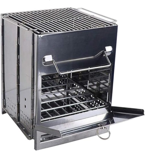 Fire Pit, Large Bbq Picnic Grill, Barbecue Grill Stove, Folding Grill, Outdoor Stainless Steel Square Stove
