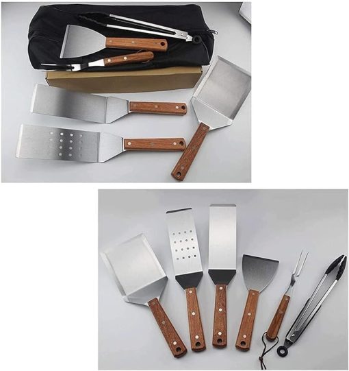 8PCS BBQ Grill Tools Set - Stainless Steel Fork, Spatula, Tongs & More in Aluminum Case - Perfect Grill Gifts for Men - Image 2