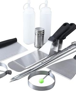 MaGiLL Griddle Accessories Kit of 17 Professional Stainless Steel Griddle Spatula Tools Stainless Steel Grilling Kit BBQ Tools Set