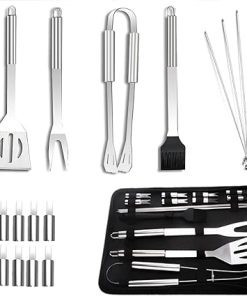 Grilling Accessories - Generic Barbecue Tools,16 PCS Stainless Steel BBQ Set with Portable Storage Bag Outdoor Grills Accessories Easy Clean for Camping Family Picnic Party Father's Day ﻿