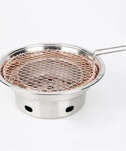 Copper Barbecue Grill Netting with Handle Round Barbecue Wire Mesh Steaming Cooling Baking Net for Korean BBQ 2