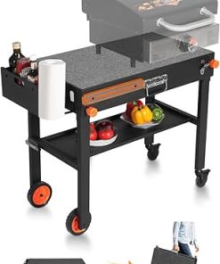 Portable Blackstone Griddle Stand, Folding Grill Table with Wheels for 17/22 Inch Blackstone Griddles, Ninja Grills, Pizza Oven, 31''x17''Grill Cart with Magnetic Tool Holder for tailgating, camping