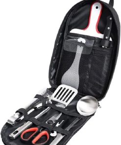 9PCS BBQ Grill Tools Set with Extra Thick Stainless Steel Spatula, Fork, Complete Barbecue Accessories Kit with Portable Bag - Perfect Grill Gifts for Men