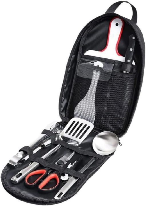 9PCS BBQ Grill Tools Set with Extra Thick Stainless Steel Spatula, Fork, Complete Barbecue Accessories Kit with Portable Bag - Perfect Grill Gifts for Men
