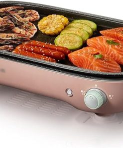 Portable BBQ Grill Smokeless Indoor Grill 1200W Electric Grill Griddle Removable Non-stick BBQ Grill Griddle Capacity for 3-5 People Practical Barbecue Tools for Patio Backyard Barbecue Camping