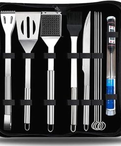 Grilling Accessories BBQ Grill Tools Set, with Thermometer 10PCS Stainless Steel Grilling Kit for Camping, Kitchen, Barbecue Utensil Gifts