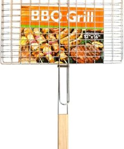 Kole Imports OL470 Barbecue Grill Basket with Wood Handle 2