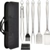 5 Pieces BBQ Tools Tongs Brush Thermometer Claws Gloves Barbecue Grilling Utensil Camping Outdoor Cooking Tool Set 3